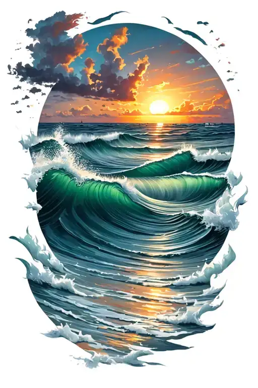 Sunrise Over Ocean Scene