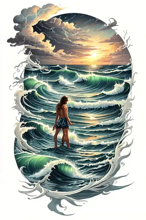 Thunderstorm Over Ocean Scene