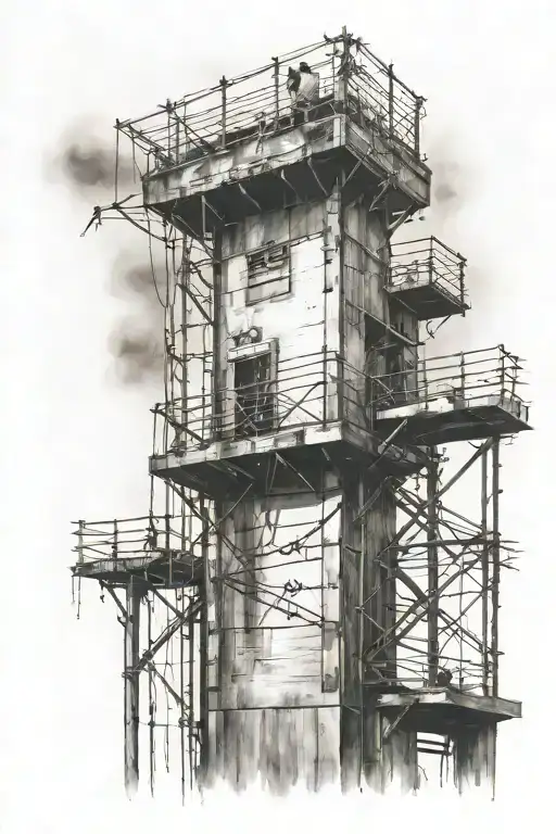 Prison Guard Tower And Razor Wire