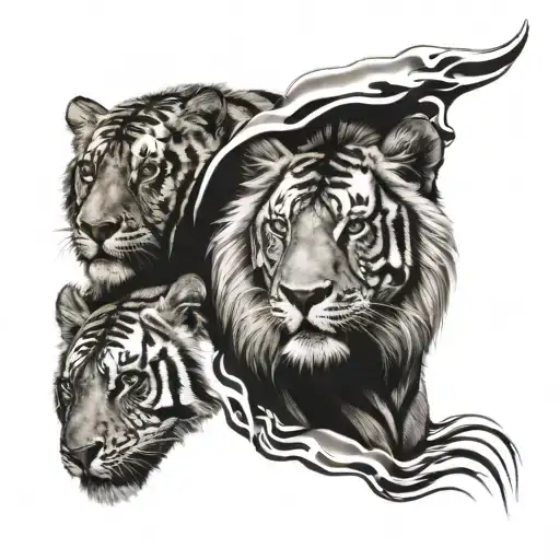 Lion And Tiger Head
