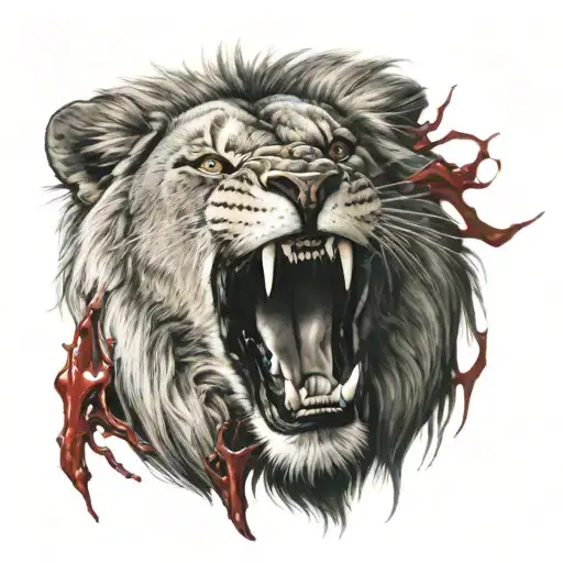 Lion Snarling Dripping Blood