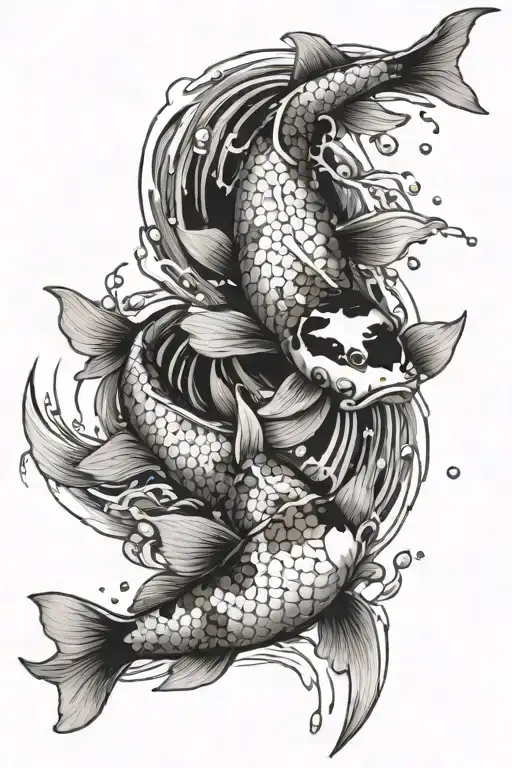 Koi Fish Falling In A Pond