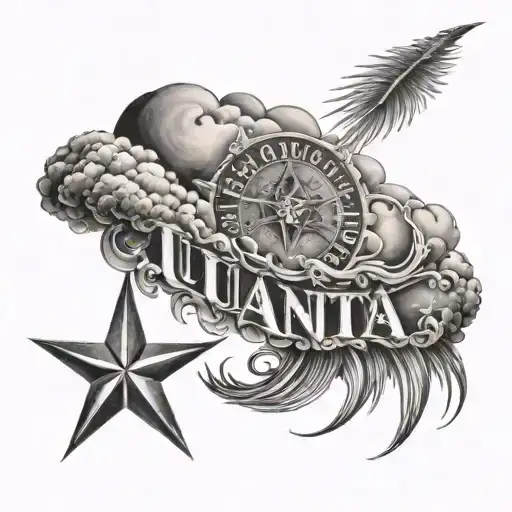 The Name Juanita Then Stars And Clouds Behind It Down The Arm Tattoo For A Man