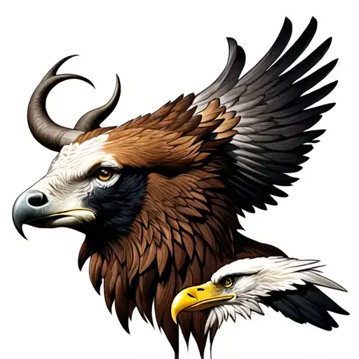 Taurus Head And Albanian Eagle Intertwined