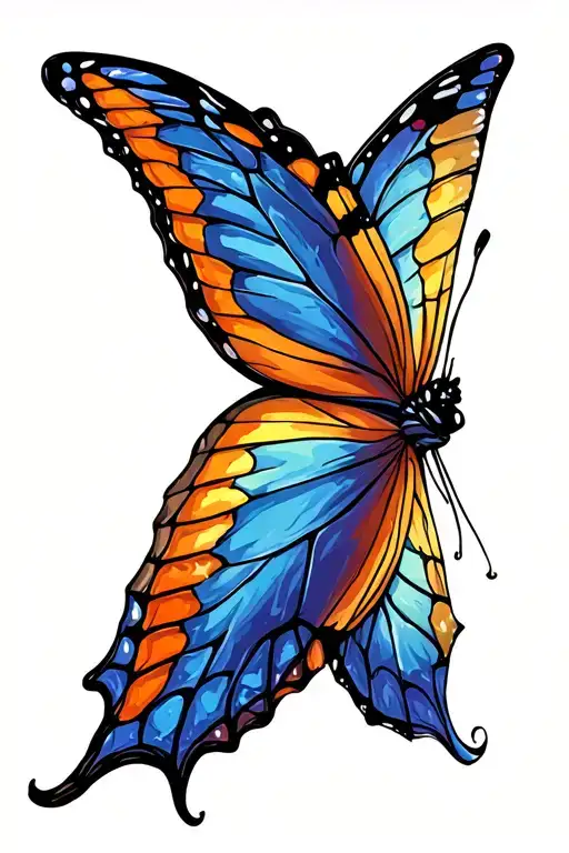 Beautiful Butterfly Wings Neatly Sewn Into The Exposed Muscle Of The Back