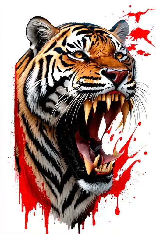 Tiger With Blood In The Teeth