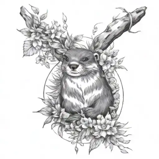 Cute Otter And Foliage For Women Full Body