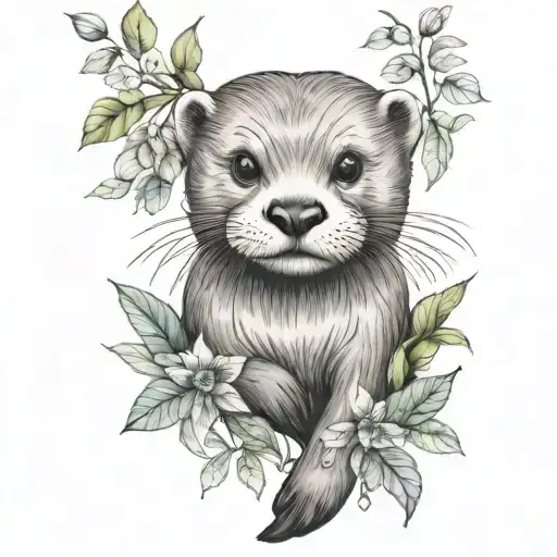 Cute Otter And Foliage For Women Full Body
