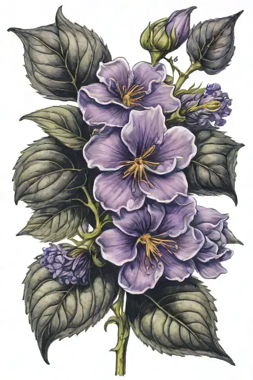 Violet Flower With The Name Elucia In The Stem