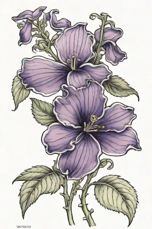 One Violet Flower With The Name Elucia In The Stem