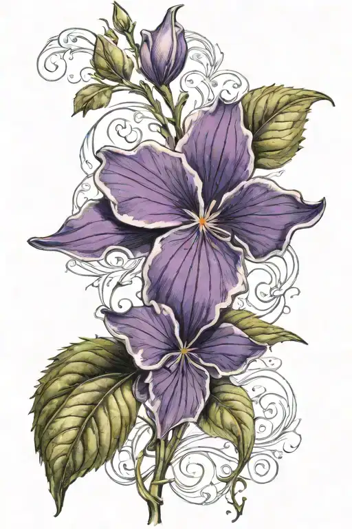 One Violet Flower With The Name Elucia