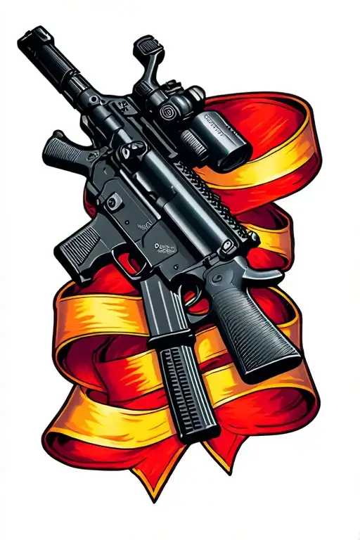 Ar-15 With Ribbon Running Through