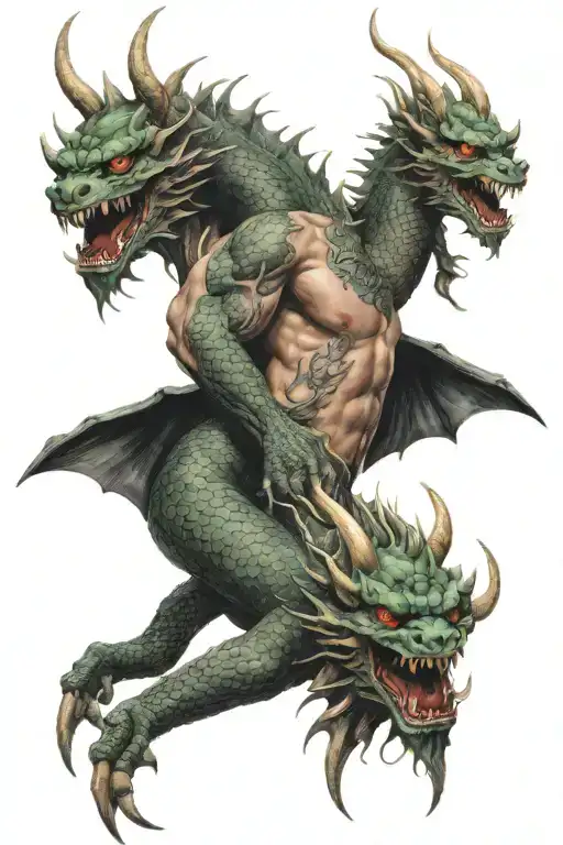 Dragon With Oni Mask