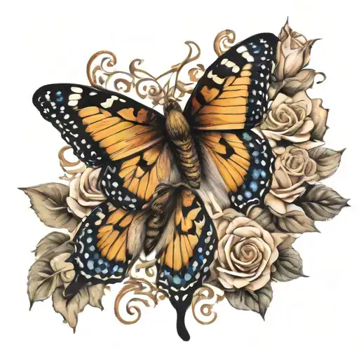 Butterflies With Roses And Cheetah Prints