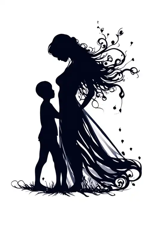 Mother And Son Silhouette