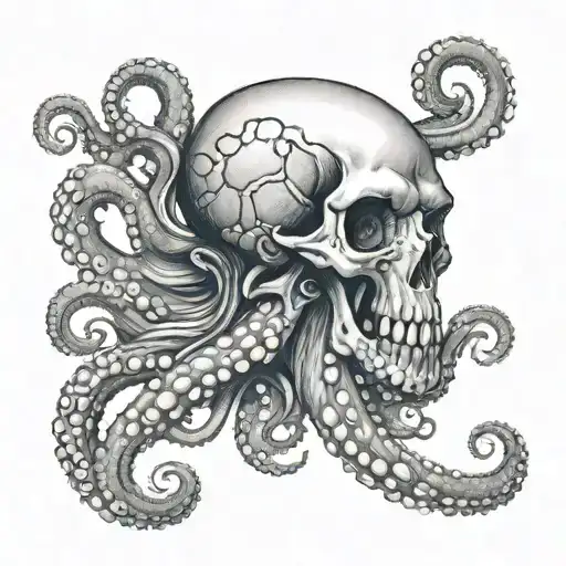 Octopus Wrapping Its Tentacles Around Skull