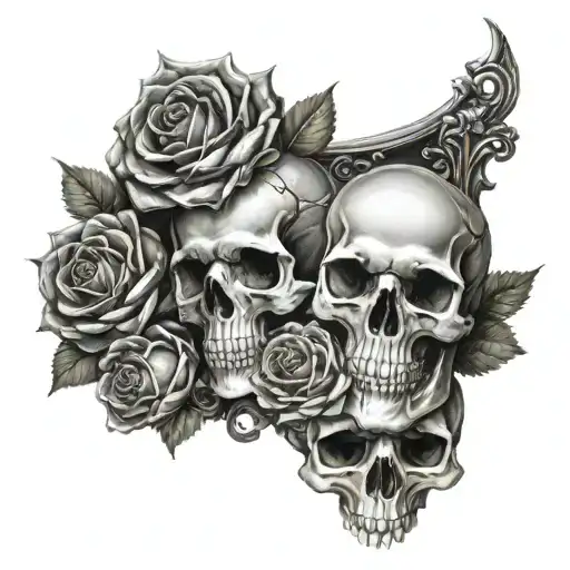 Skulls Roses Gothic Statues Renassance Art