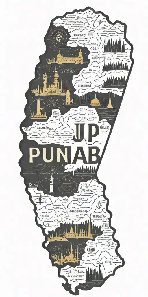 Punjab Map With Punjabj Letters G Letters
