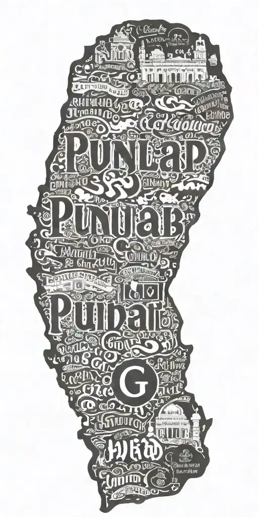 Punjab Map With Punjabj Letters G Letters