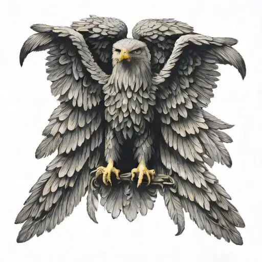 2 Headed Eagle Wings Spread