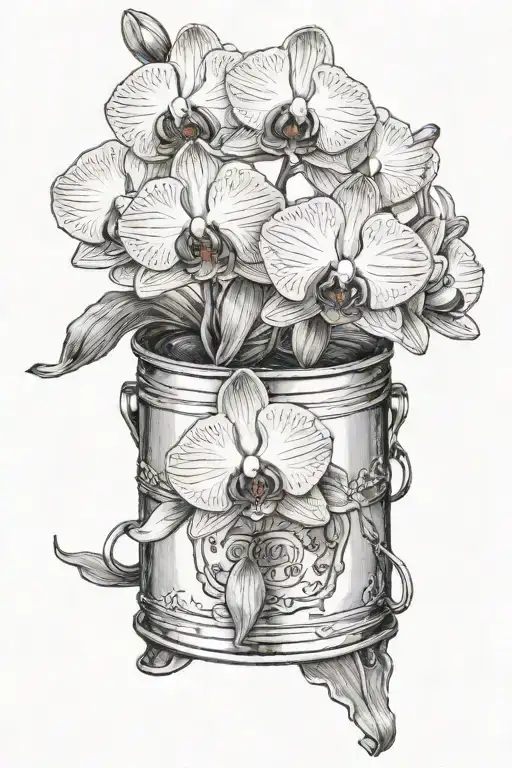 Orchid Growing From An Oil Can