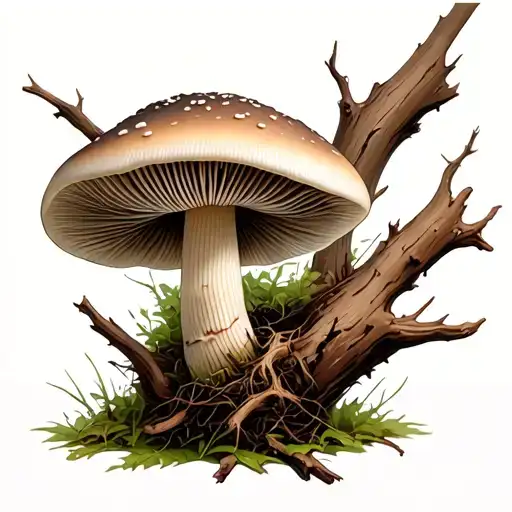 Mushroom Growing Out Of Dead Branches