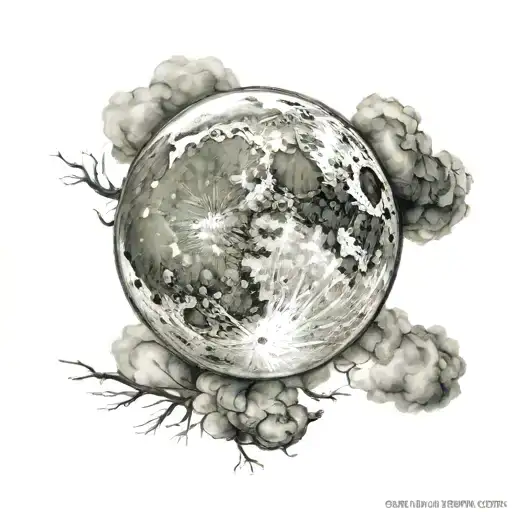 Moon In Realistic Style