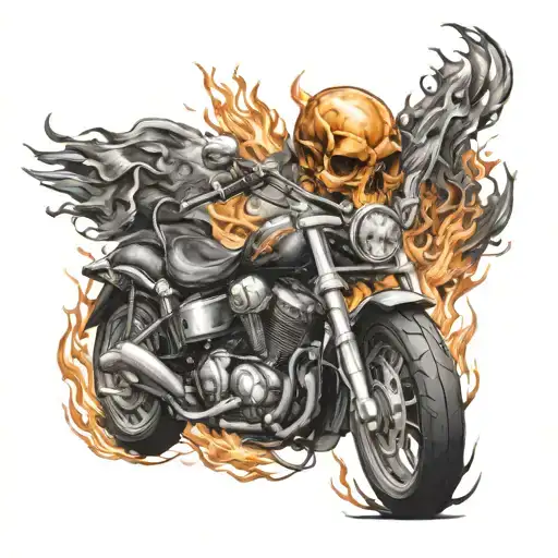 Motorbike Skull Fire