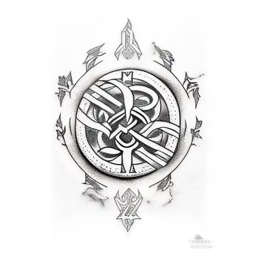 Tatoo Sleeve Nordik Odin Crows Runes