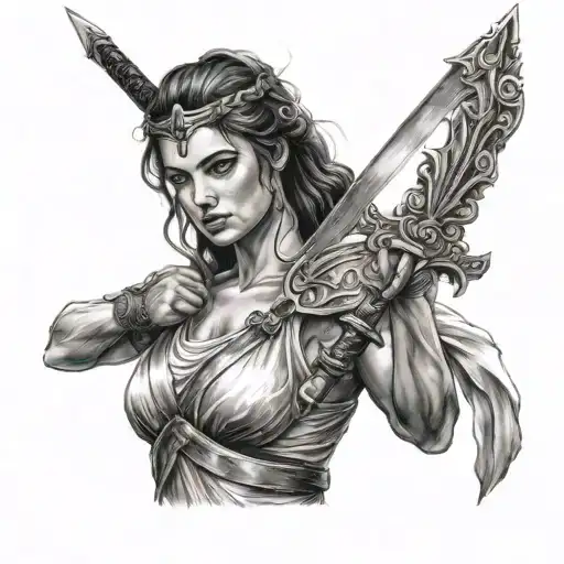 Girl With Sword Greek Style