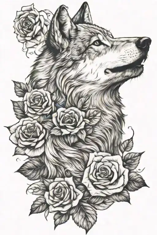 Wolf Blended By Roses