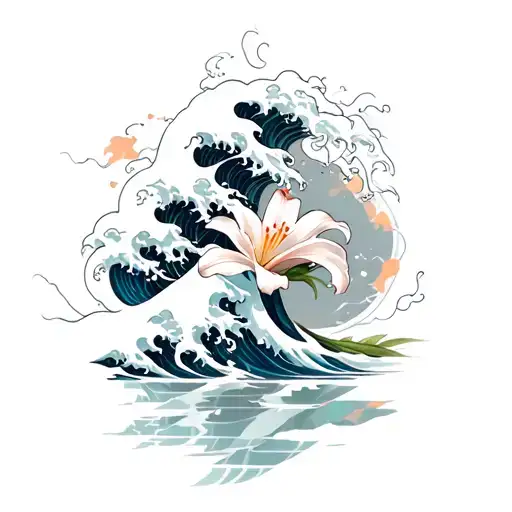Japanese Waves Retro Cyber Futuristic Lilly