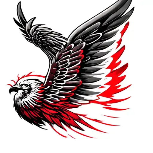 Red Wings Logo Combined With A Pheonix Rising