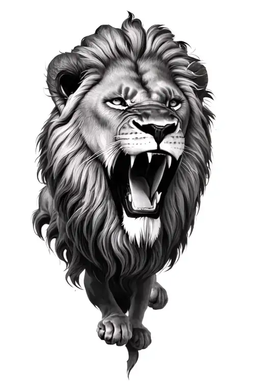 King Lion Roaring Fiercely Surrounded