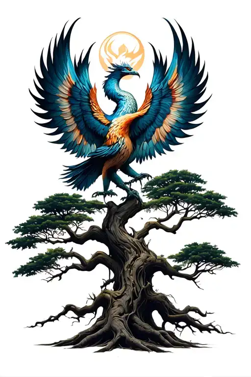 Banyan Tree With Phoenix Rising From Addiction