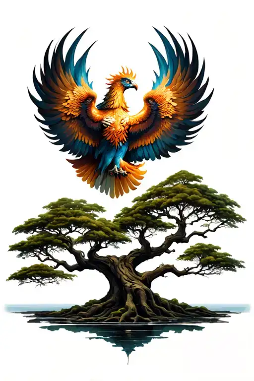 Banyan Tree With Phoenix Rising From Addiction