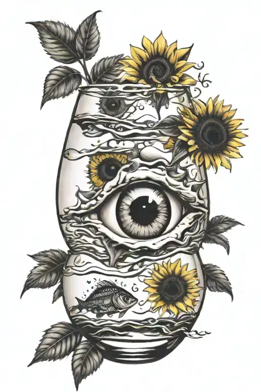 Pink Floyd Sunflower With Eye And Two Lost Souls Swimming In A Fishbowl