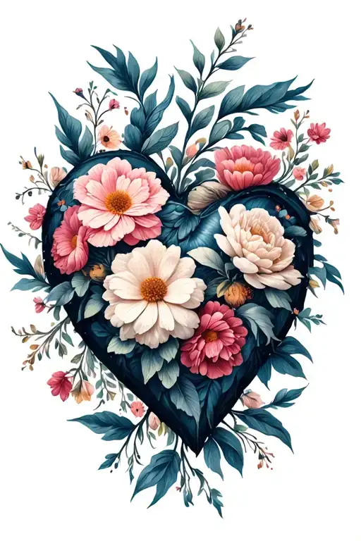 Heart Made Out Of Flowers Intertwined