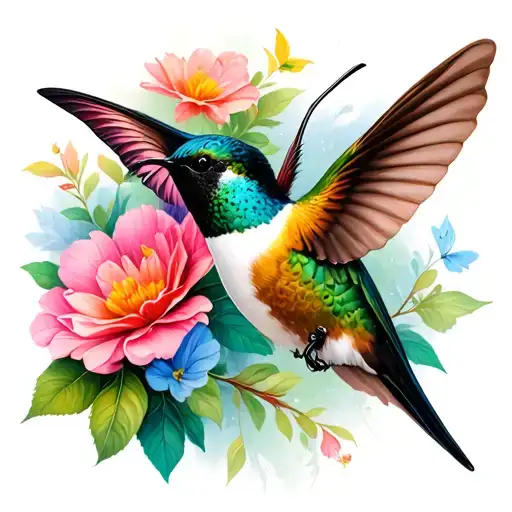 Hummingbirds Flowers Butterflies Fluttering