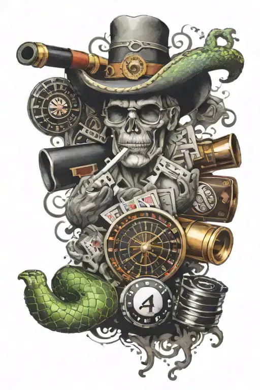 Las Vegas Sign Snake 4 Aces 8 Ball Cigar Gun Whiskey Roulette