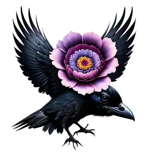 Raven With Flower Flower Flower