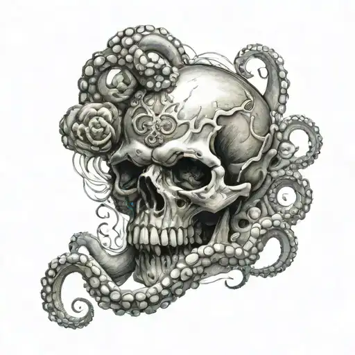 Octopus And Skull And Smoke