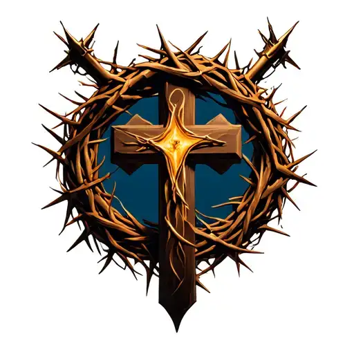 Cross With Crown Of Thorns Wrapped