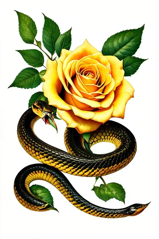 Yellow Rose And Snake