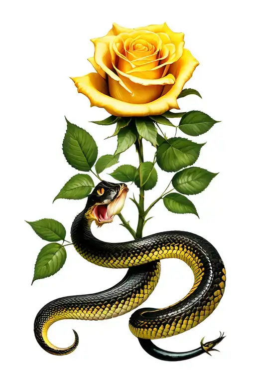 Yellow Rose And Snake