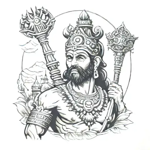 Lord Ram Portrait With Build Rama Setu From Banar Sena