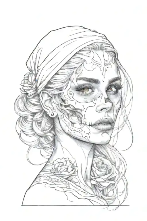 Half Face Half Skull Girl