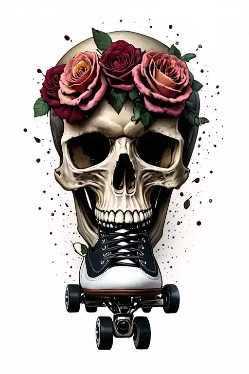 A Roller Skate Coming Out Of A Skull's Skull