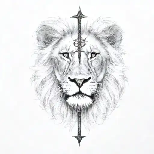 Cross With Lion Inside The Lines