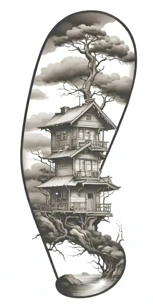 Bansai With House Nestled